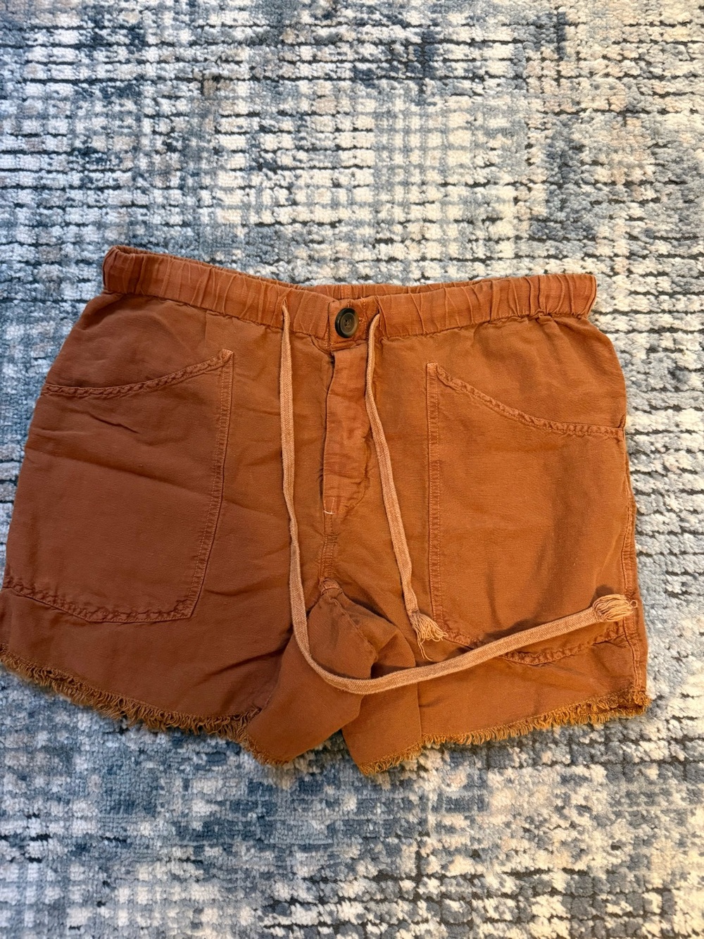 Free People Women's Rust High-Waist Drawstring Shorts